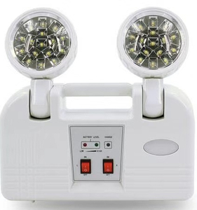 LED Emergency Twin Heads Lamp with Backup Battery